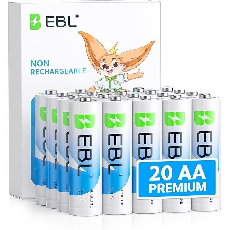 EBL AA 1.5V Alkaline Batteries (20-Pack): Reliable Power Supply for All Devices