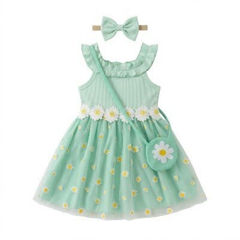 Sweet Floral Three-Piece Set for Girls - Summer Style