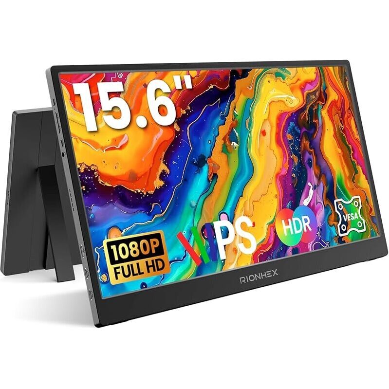 Rionhex 15.6-in 1080p HDR USB-C Portable Monitor