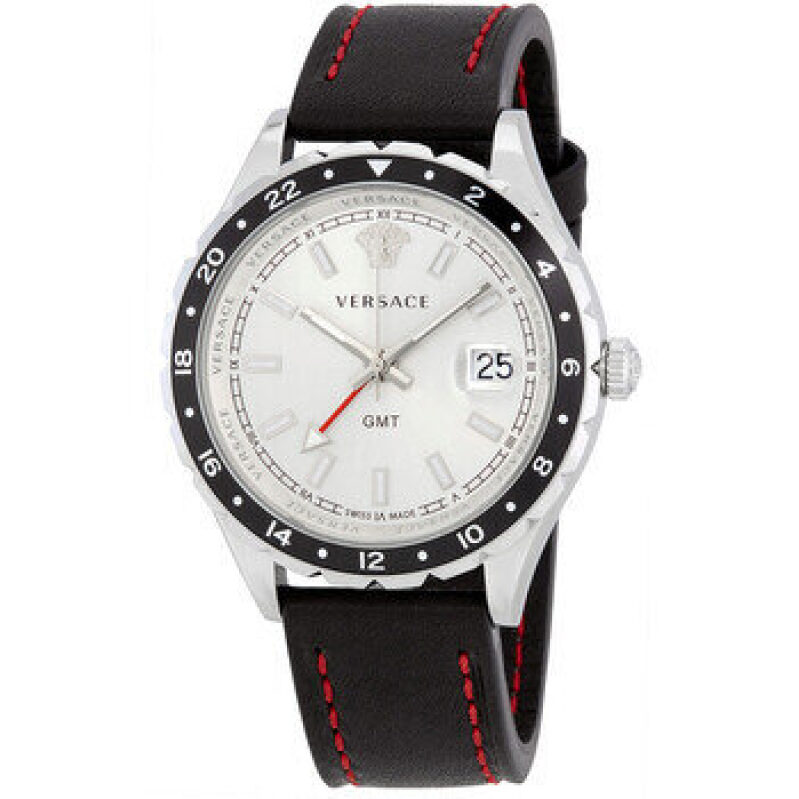 Versace Hellenyium GMT Silver Dial Men's Watch - Stylish and Functional Timepiece