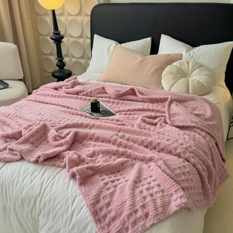 Pink Waffle Weave Throw Blanket - Soft, Light, and Cozy for Any Season