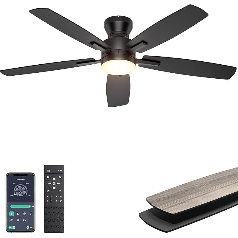 Ohniyou 52-inch Low Profile Brushless Ceiling Fan Light with Remote