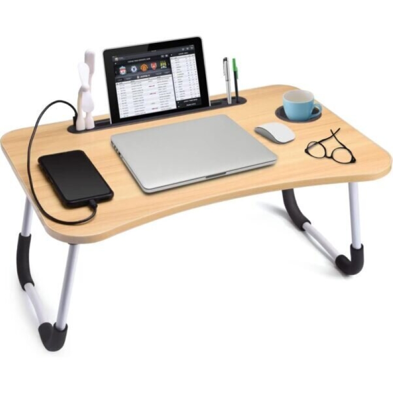 Slendor Lap Desk with Cup Holder - Foldable Laptop Table for Bed