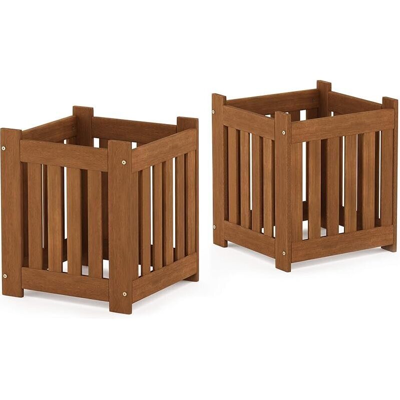 2-Pack Tioman Hardwood Outdoor Flowerboxes - Perfect for Tropical Backyard