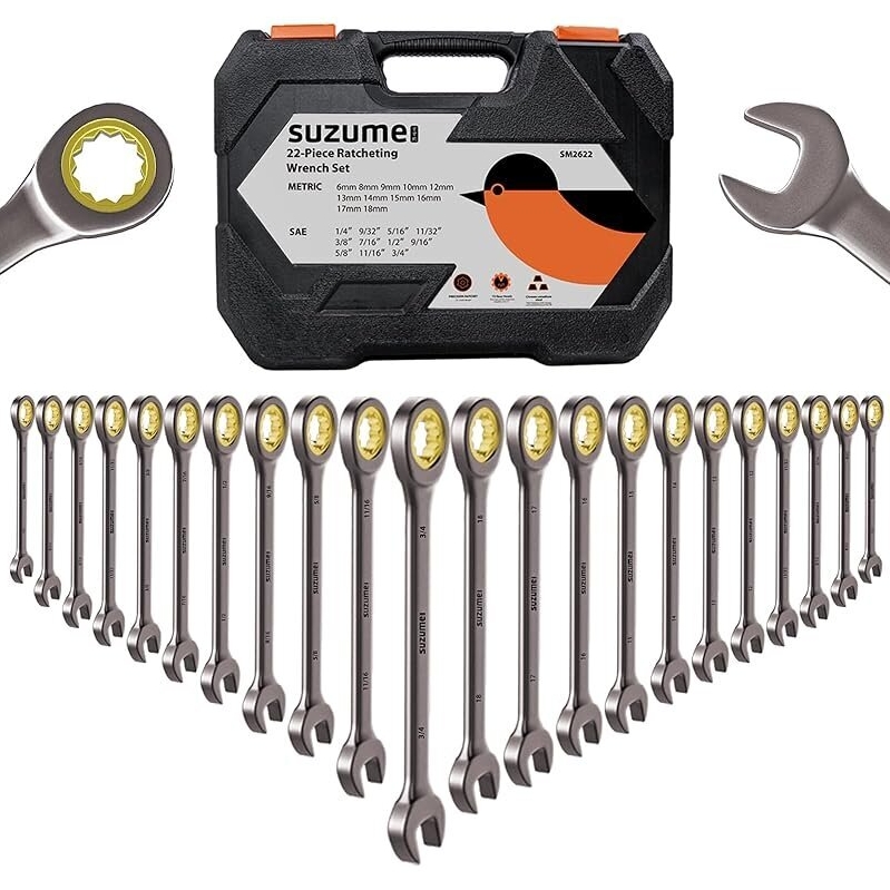 SUZUME 22-Piece Ratchet Wrenches Set with Case