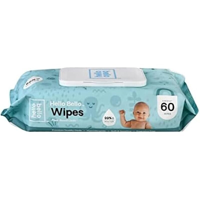 Hello Bello Baby Wipes 60-Count: Gentle, Plant-Based Cleaning for Babies