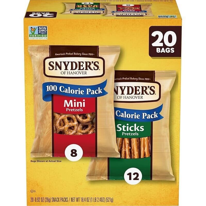 Snyder's of Hanover 20-Count Variety Pack Pretzels - Ideal Snack for Any Occasion