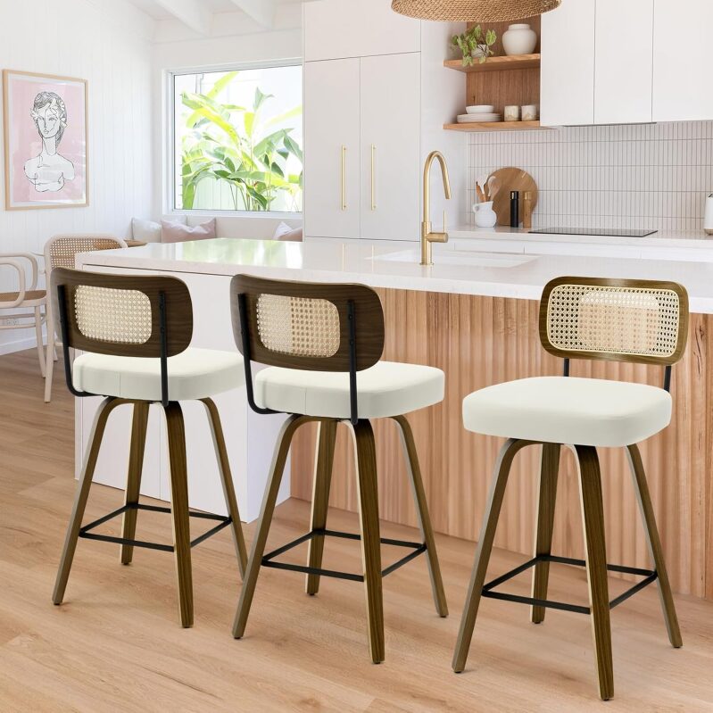 Bekrvio Swivel Counter Height Bar Stools Set of 3 - 26
