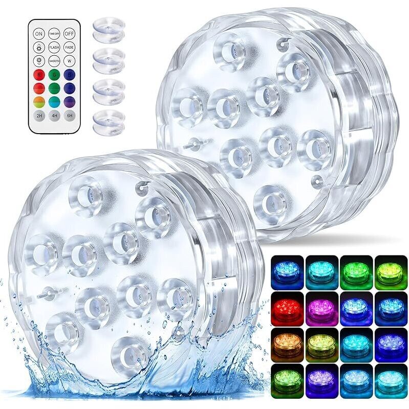 Bitiwend 16 RGB Submersible LED Lights - Double the Brilliance, Full Spectrum Colors