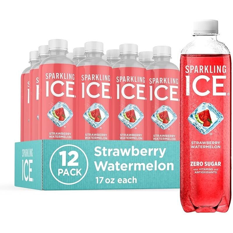 Sparkling Ice Strawberry Watermelon 12-Pack, 17oz Bottles - Zero Sugar