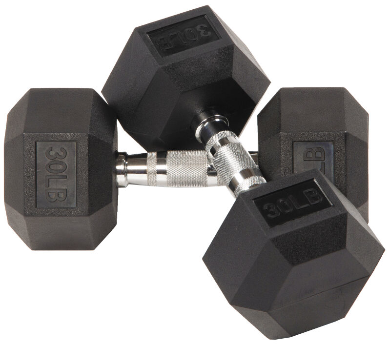 BalanceFrom Rubber Hex Dumbbells: 30lb Pair, Black - Perfect for Home Gyms