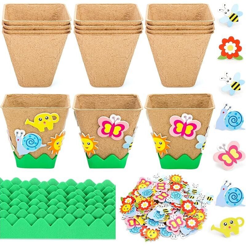 15-Pack Garden Paper Pot Craft Kit - Spring Garden Plant Pots