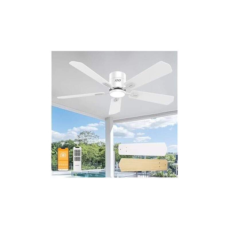 Daminy 52 inch 5 Blades White Ceiling Fans with Lights - Versatile Decor Choice