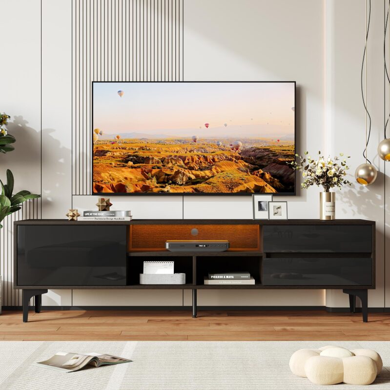 Sesslife TV Stand for 70-in TV with RGB LED Lights