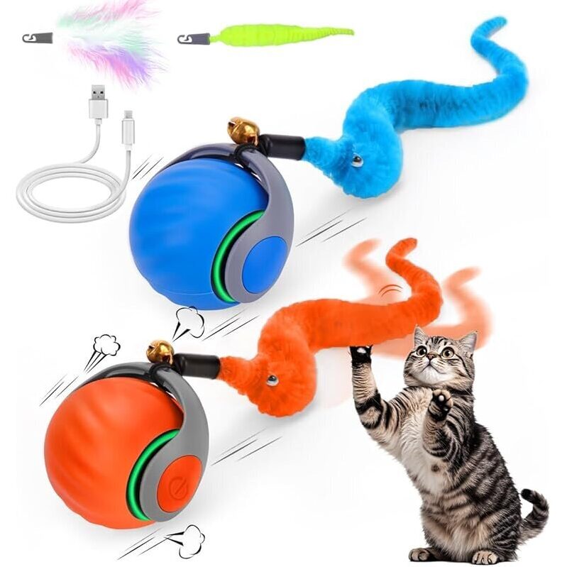 Interactive Cat Ball Toy with Feather Tails - Keep Your Cat Active and Entertained