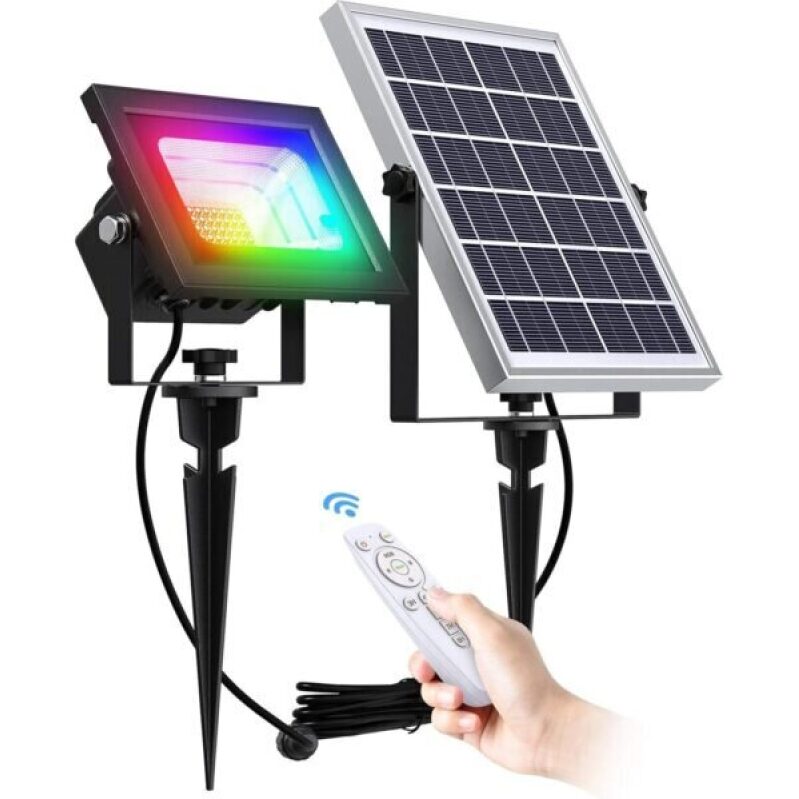 Outdoor Solar Spotlights - 7 Single Colors & Color Changing, 60LED IP65 Waterproof, Remote Control
