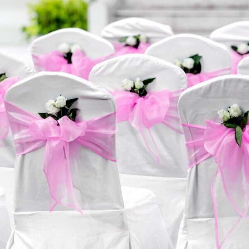 25 Pcs Organza Chair Sashes for Wedding Banquet Party Decoration