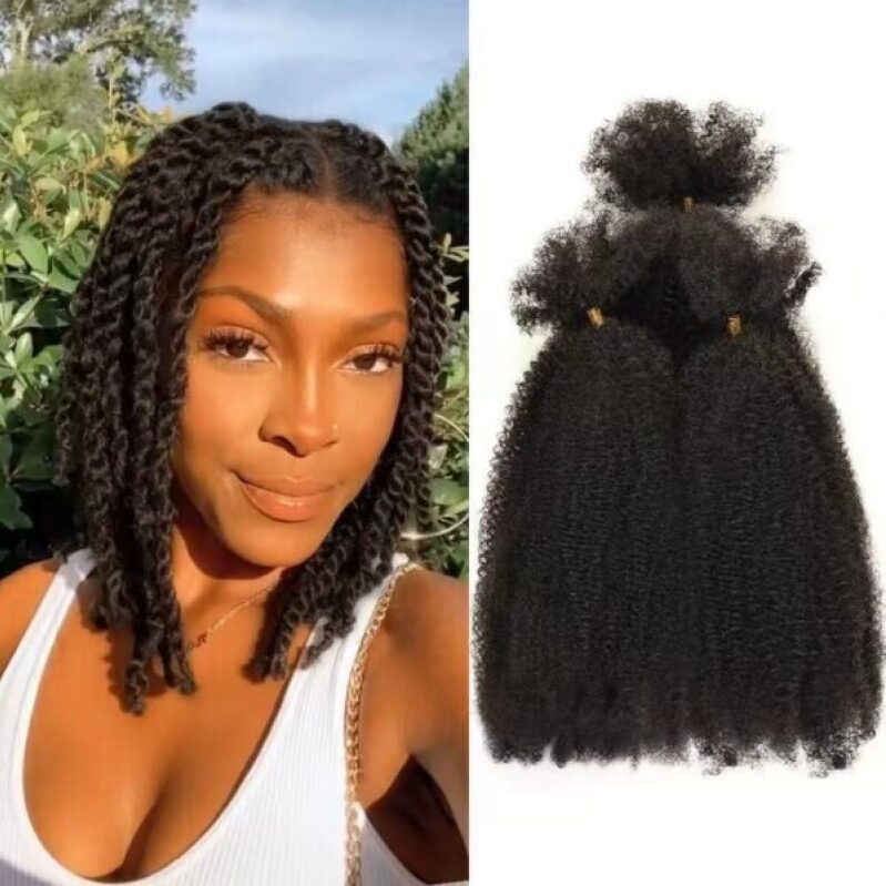 Afro Kinky Curly Bulk Hair for Twist Braids Dreadlock Extensions Loc