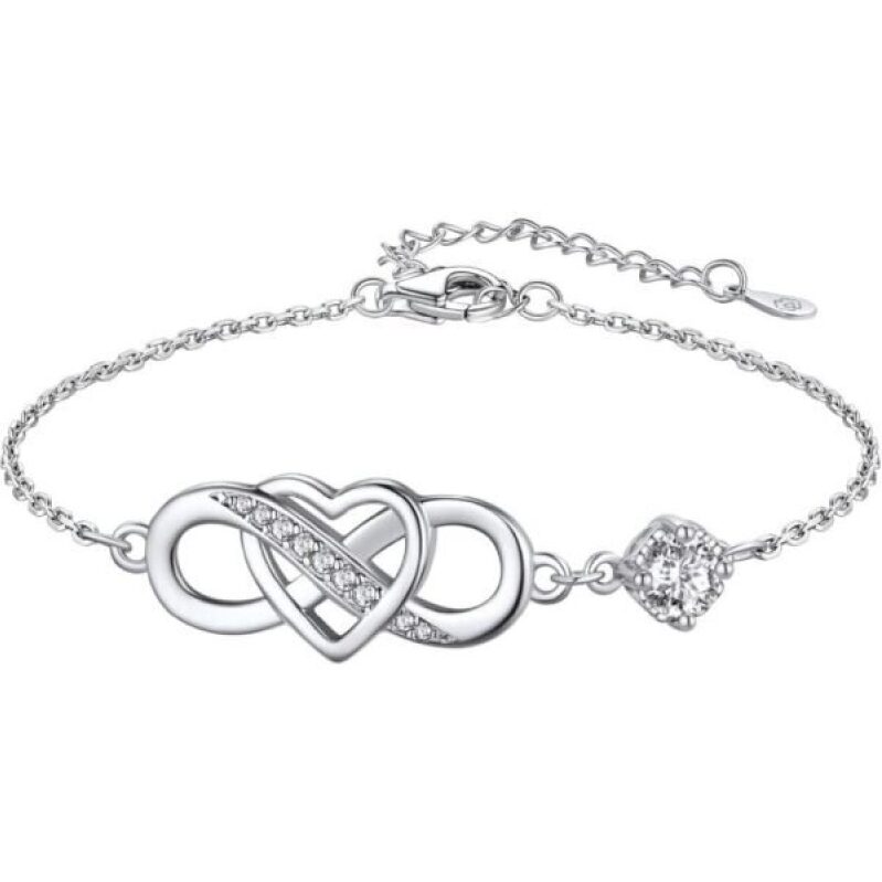 Infinity Heart Charm Moissanite Bracelet - 50% Off