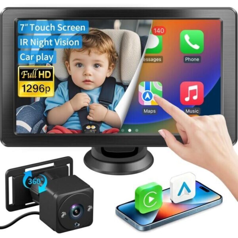 Faninso Baby Car Camera - HD Rear-Seat Monitor, 7
