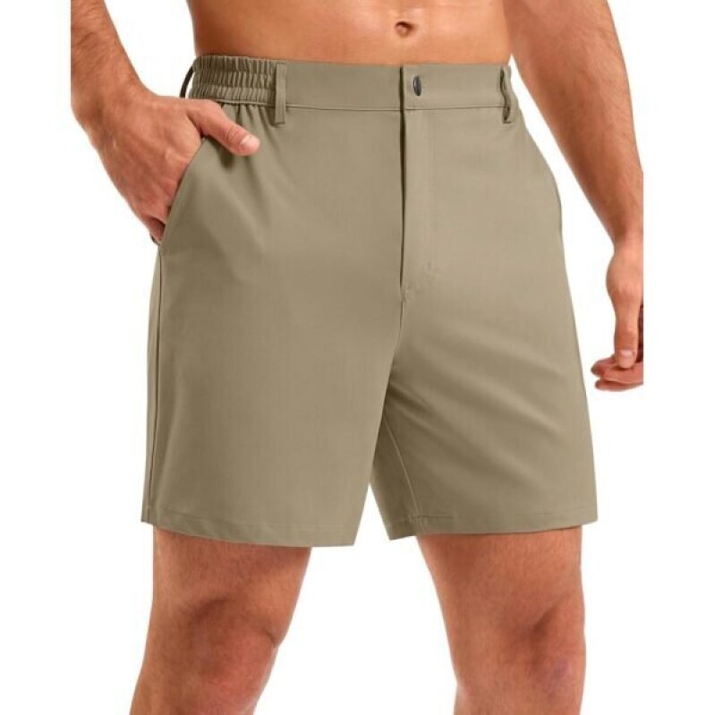 Pudolla Men’s Lightweight Golf Shorts - Khaki - 45% Off