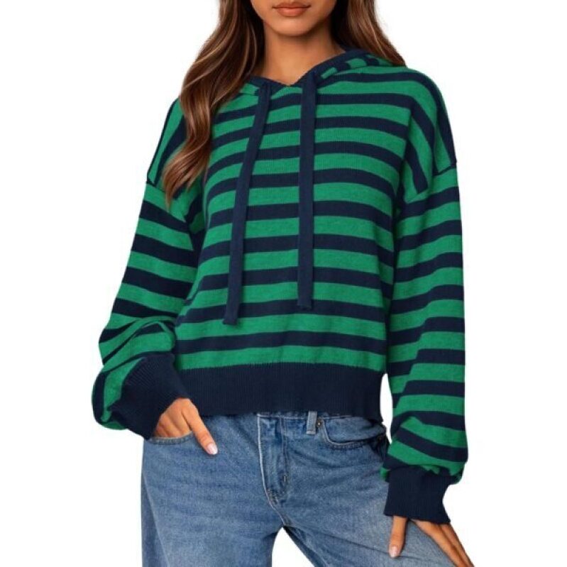 PRETTYGARDEN Striped Hoodie for Women - 58% Off