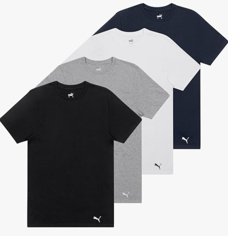 Puma Men's Cotton Crew Neck Short Sleeve Four-Pack - Classic Style, Modern Comfort