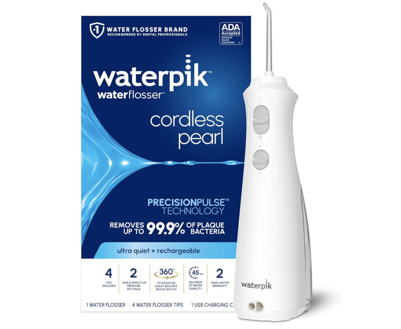 Waterpik Cordless Pearl Water Flosser - 4 Tips, Rechargeable, Quiet