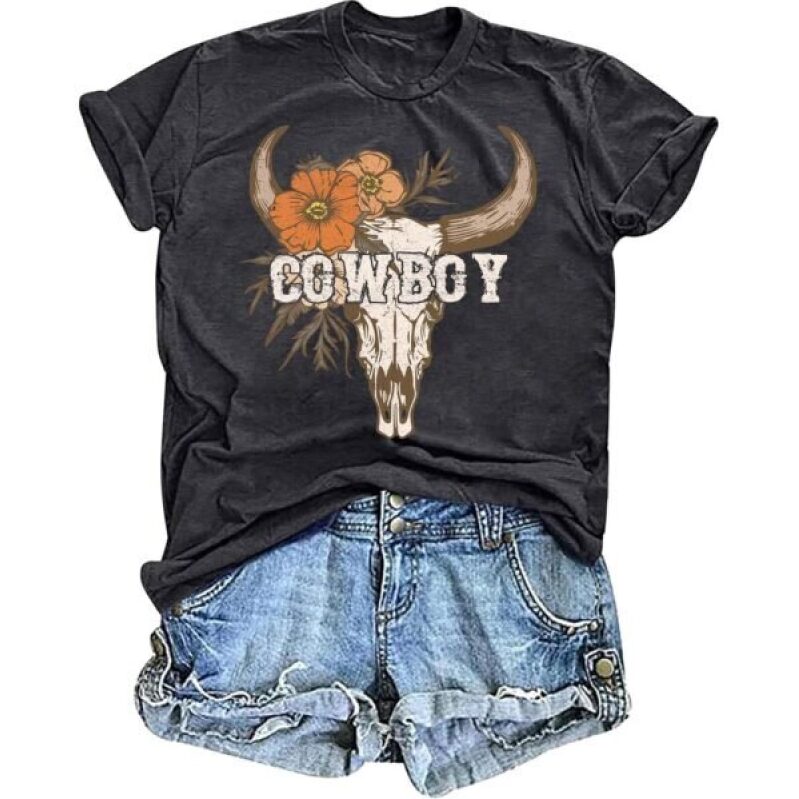 Cowboy Skull Graphic Tee - 50% Off