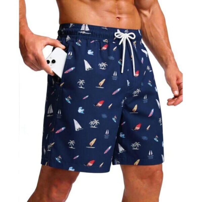 Men's 7-Inch Mesh-Lined Swim Trunks with Boardshorts Design - XL