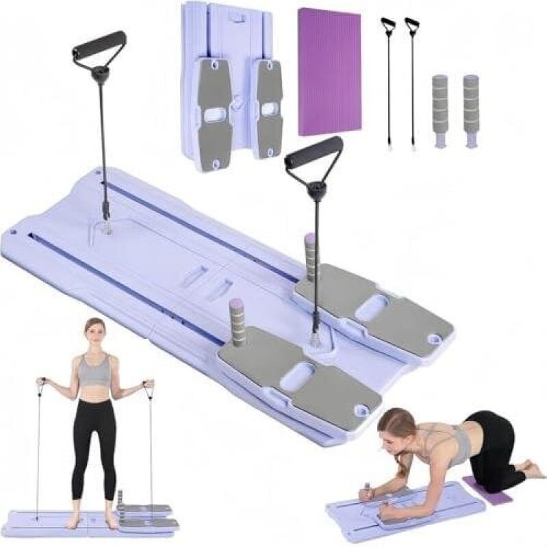 Multifunctional Folding Pilates Mat with Resistance Bands - 60% OFF