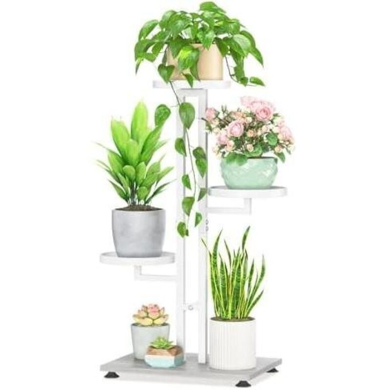 Space-Saving 3-Tier Iron and Wood Plant Stand with 50% Discount