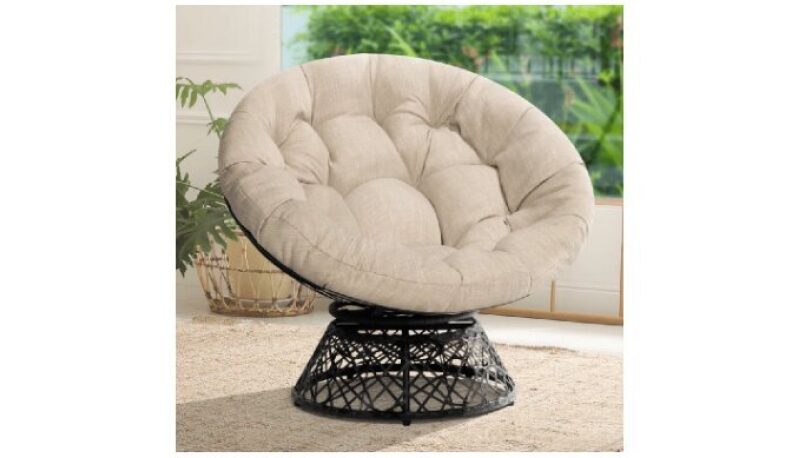Ariyelle Swivel Papasan Accent Chair with Extra Thick Cushion