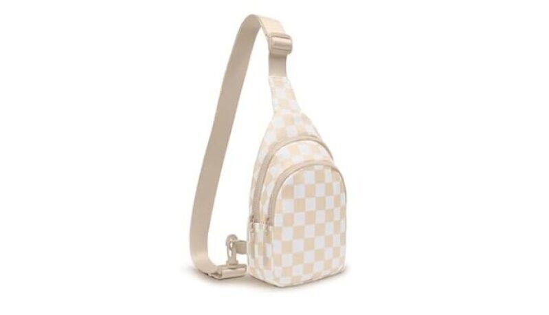 Matching Plaid Chest Bag & Wrist Bag - Stylish & Functional