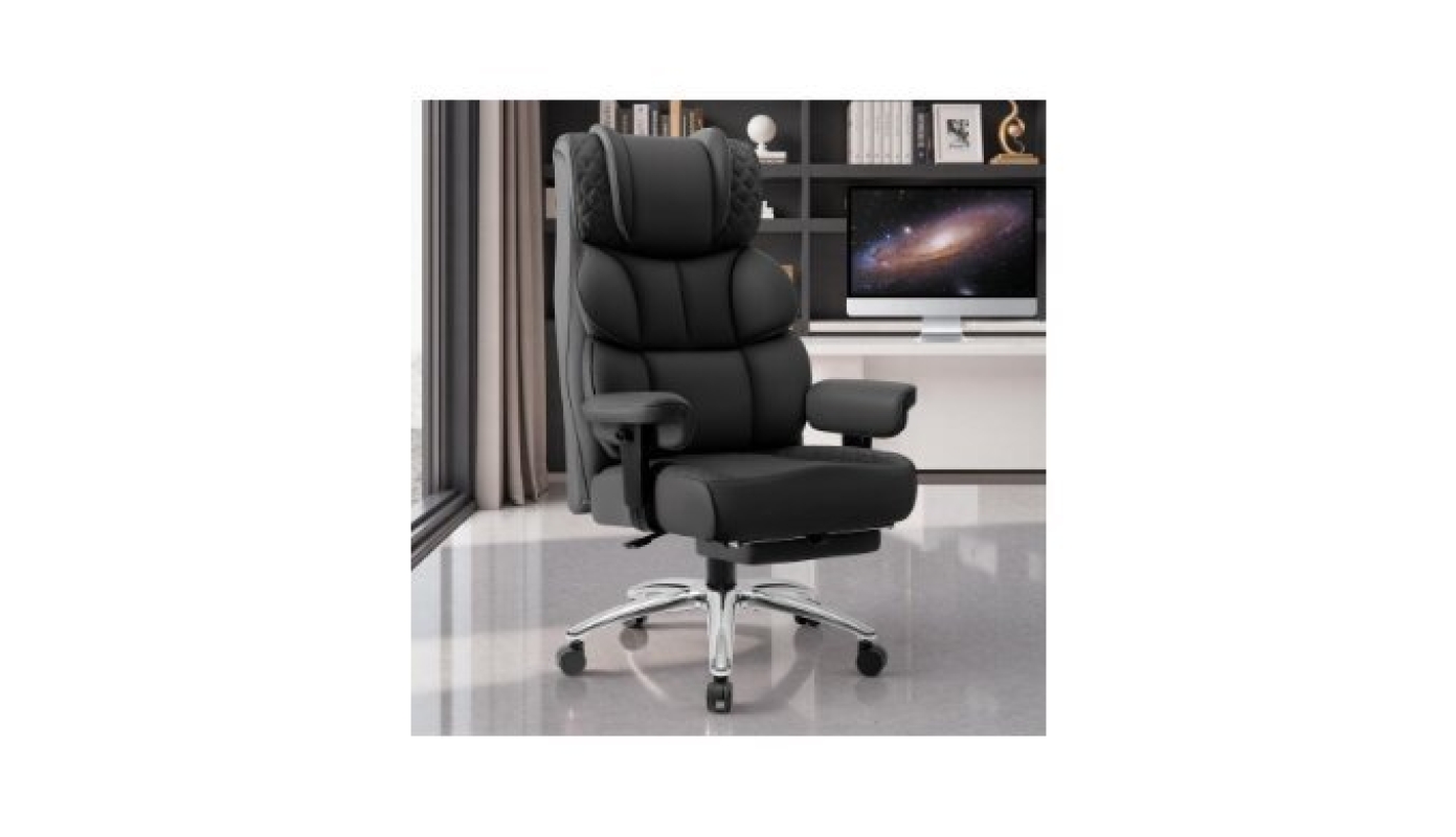 BestGlory Office Desk Chair - Big and Tall Leather Gaming Chair with Footrest