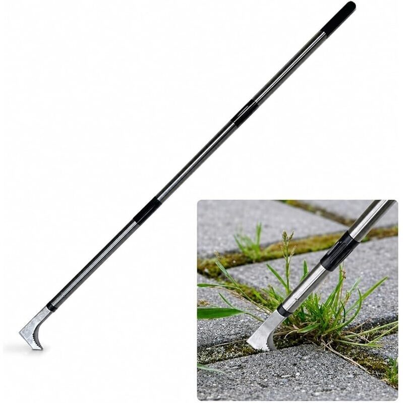 Horm 47.24-Inch Stainless Steel L-Shaped Crack Weeder - Efficient Weed Removal Tool