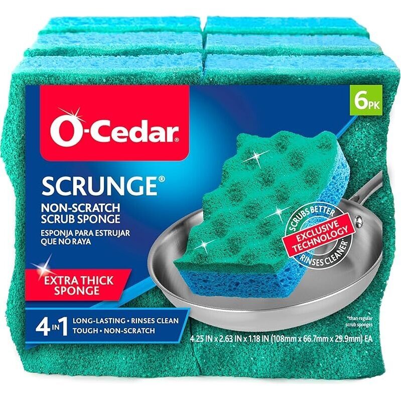 6-Pack O-Cedar Scrunge Non-Scratch Scrub Sponge