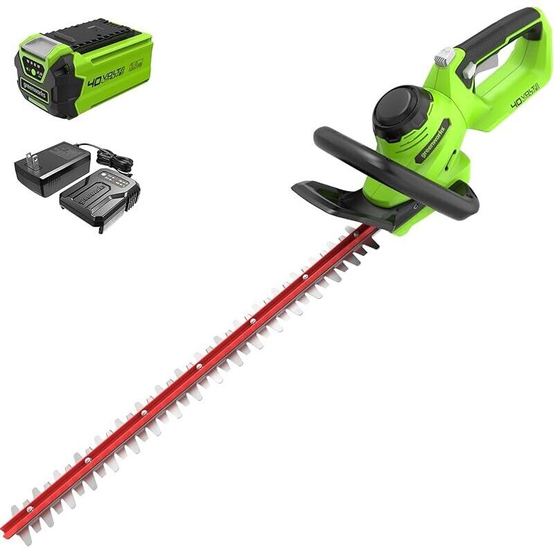 Greenworks 40V 24-in Cordless Hedge Trimmer with Battery and Charger