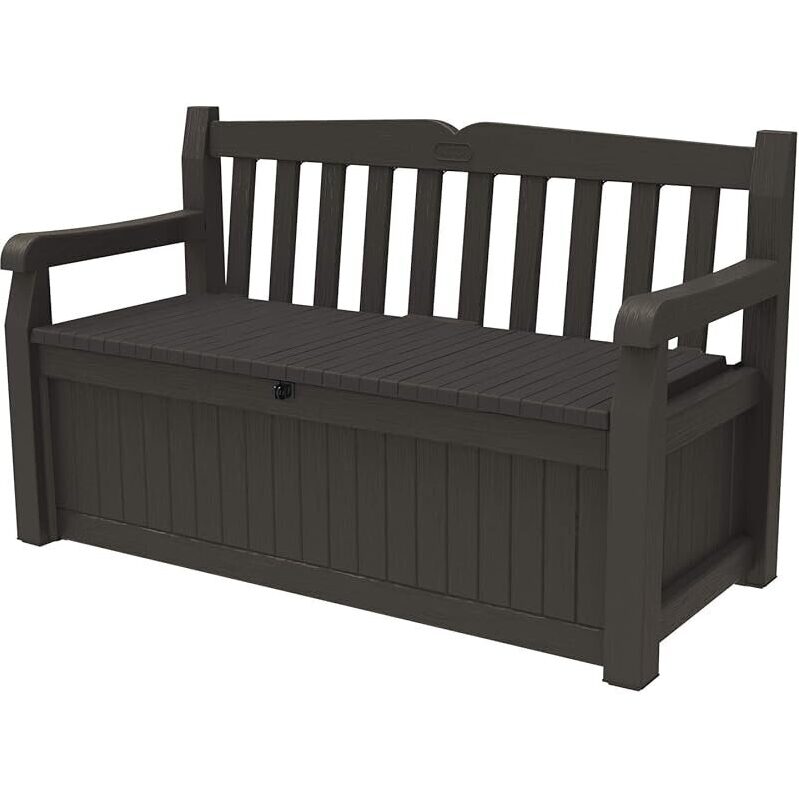 Keter Solana 70 Gallon Storage Bench Deck Box - Ideal for Outdoor Organization