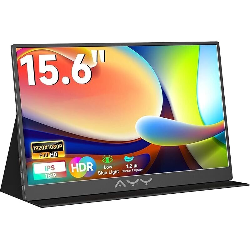Memzuoix 15.6-in FHD 1080P Portable Monitor w/Built-in Speakers