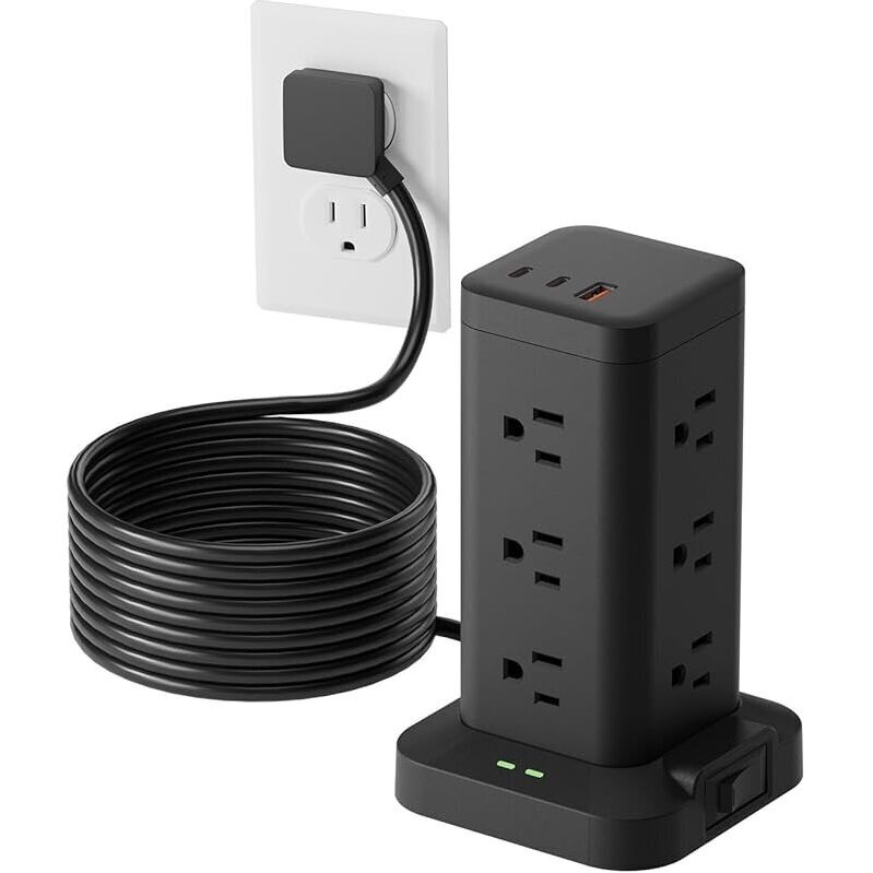 Tagzilo 15-in-1 Power Strip Tower with 1800J Surge Protector