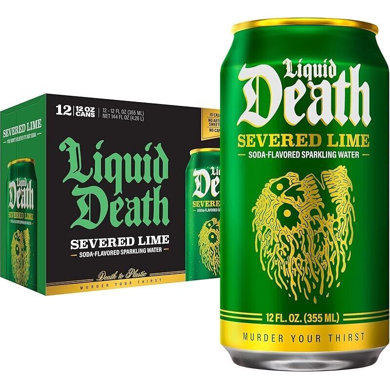 12-Pack Liquid Death Soda-Flavored Sparkling Water - Severed Lime