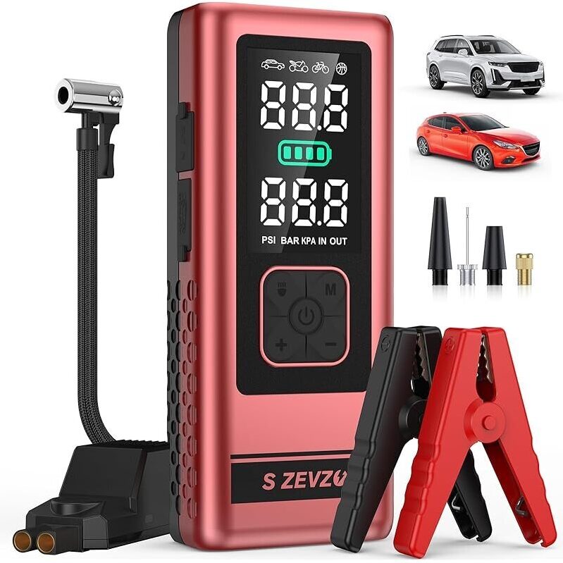 S Zevzo 4000A Car Jump Starter with 150PSI Air Compressor