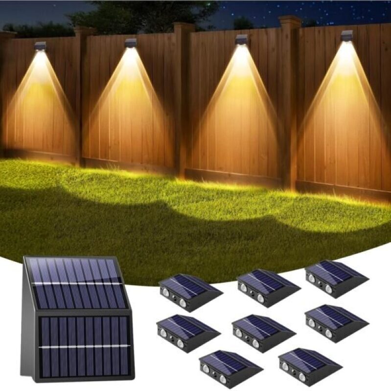 artcool Solar Fence Lights Outdoor with Dual Panels – Fence Light Solar Powered Weatherproof LED Solar Lights Outdoor for Yard,Patio,Wall,Steps-Stable Charging for All Seasons(8 Pack) -50% OFF