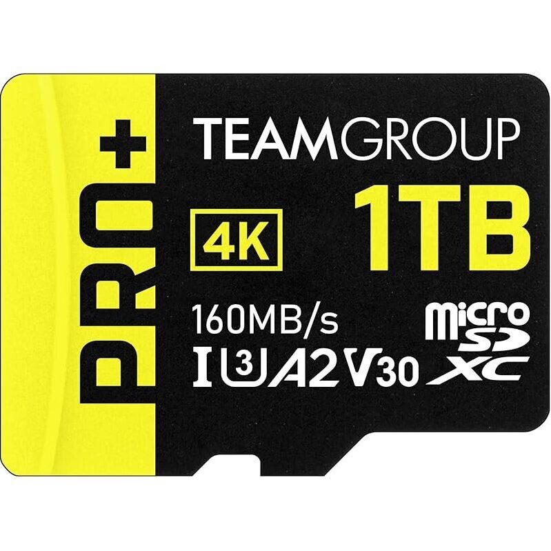 Team Group 1TB Pro+ MicroSDXC UHS-I/U3 Class 10 Memory Card with Adapter