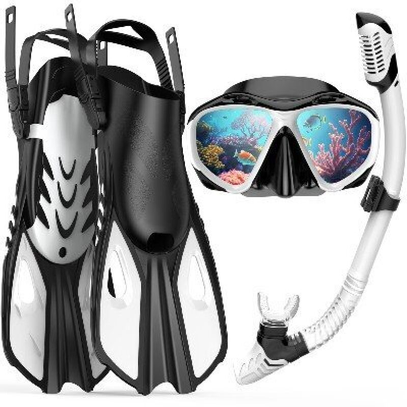 Premium Adult Snorkeling Set with Mask, Fins, and Snorkel - Perfect for Marine Adventures