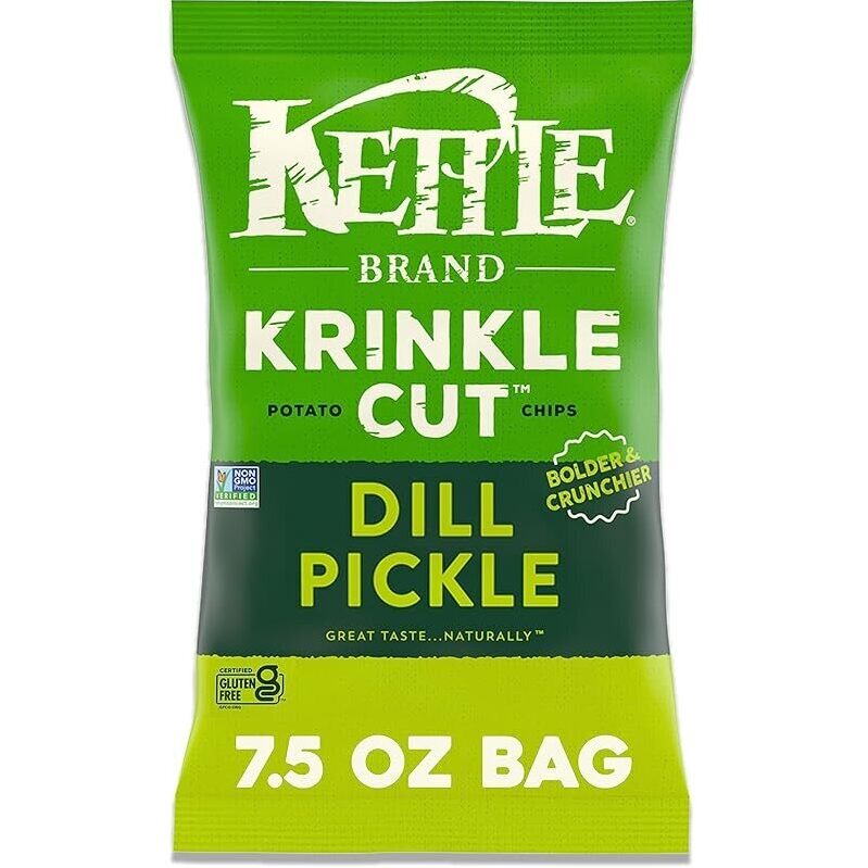 Kettle Brand Dill Pickle Krinkle Cut Potato Chips - Tasty Crunch