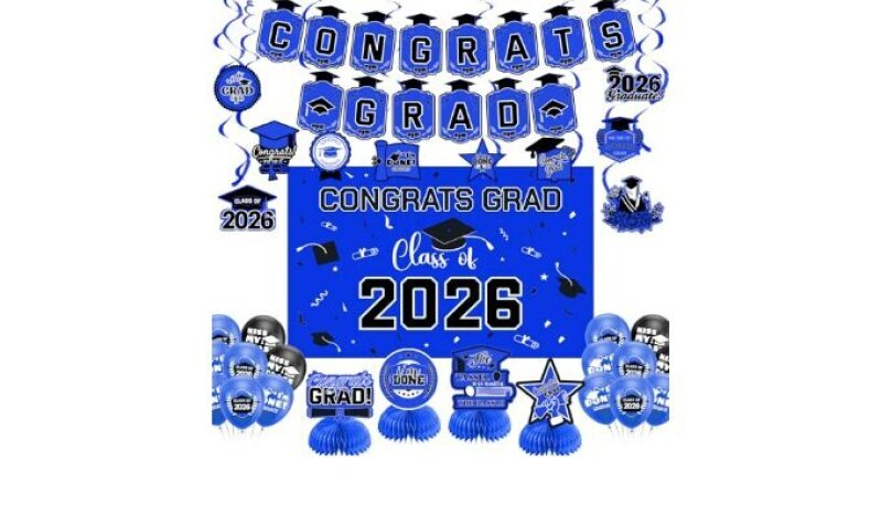 Graduation Decorations 2026: Blue Themed Set for Class of 2026 Celebrations