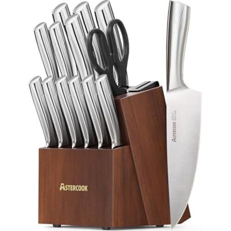 Astercook 15-Piece Stainless Steel Non-Slip Knife Set - 68% Discounted