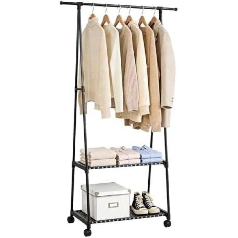 Heavy Duty Rolling Clothes Rack with Storage - 50% Off